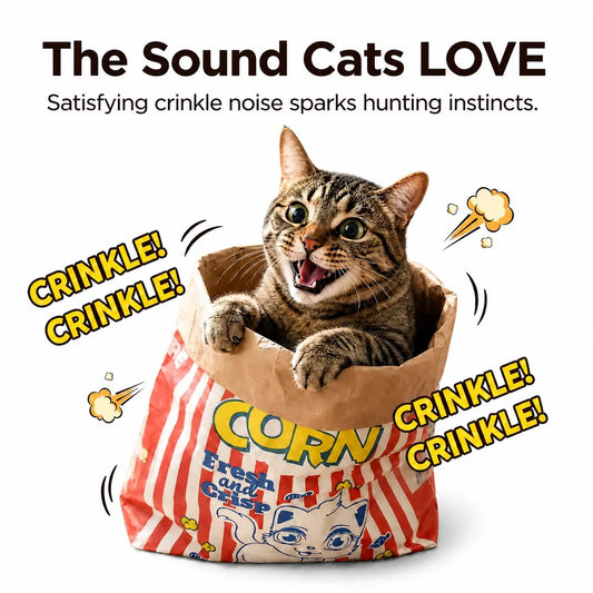 New Store Sale！Upgrade Cat Toy Cute Large Kraft Paper Double-Layer Crinkle Bag Cat Hideout (29.53*13.78Inch), Hide & Seek Play Tunnel Cat Bed Puzzle Relaxation, Cat Hideout Toy Cat Crinkle Toy for Indoor Kittens & Adult