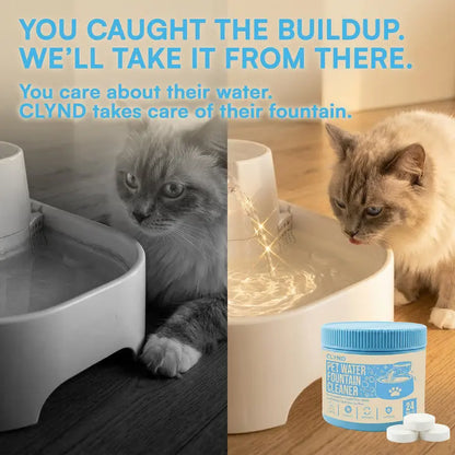 Pet Fountain Cleaning Tablets (24-Pack) – Professional Hard Water & Slime Remover | Pet-Safe, Unscented Maintenance for Plastic & Stainless Steel Cat Fountains