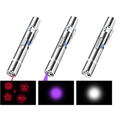 Cat Laser Pointer Toy, 5 Modes Red Dot LED Interactive Cat Toys for Indoor Cats, USB Rechargeable Long Range Lazer Pen with Multiple Patterns, Portable Kitten Chaser Toy for Bored Cats Exercise & Training