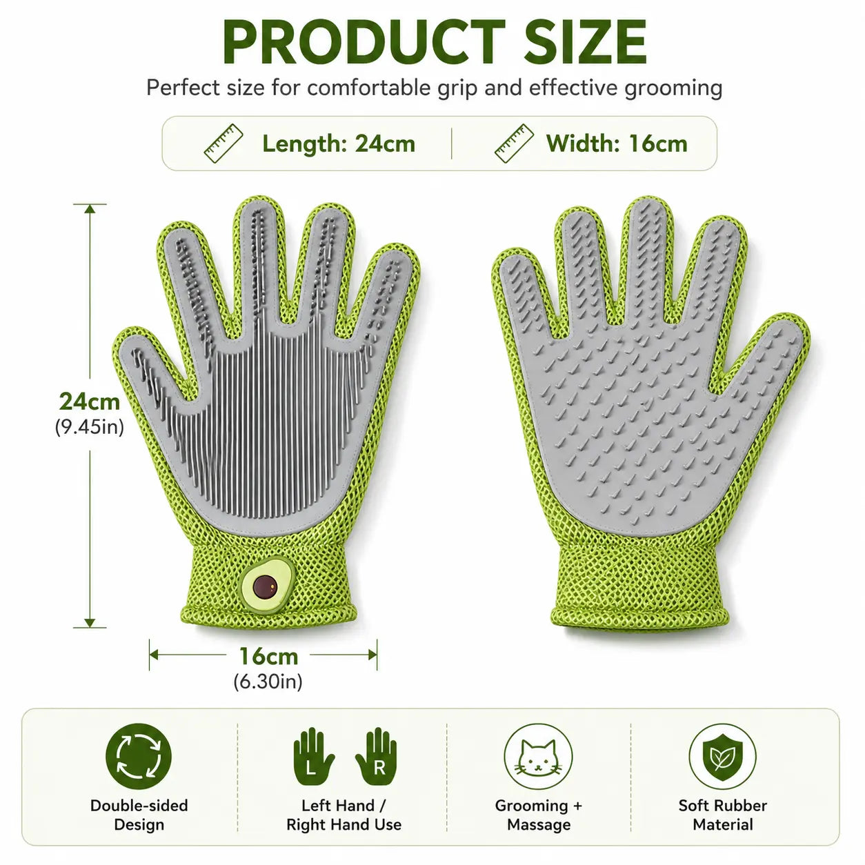 Pet Grooming Glove for Cats & Dogs - Soft Silicone Brush for Daily Grooming & Deshedding, Removes Loose Fur, Shedding Hair & Dirt, Provides Relaxing Massage to Keep Home Cleaner & Pets Happier