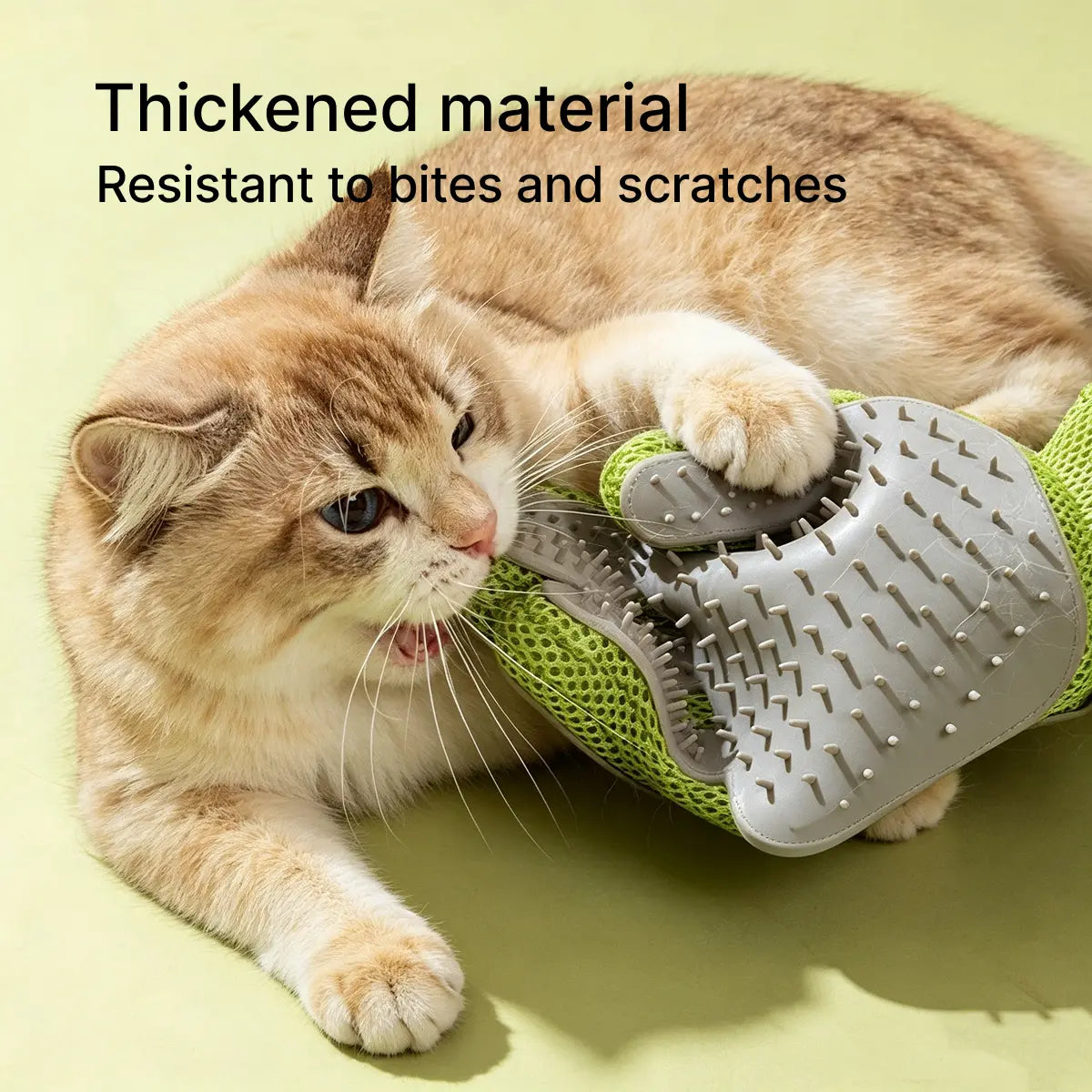 Double-Sided Cat Grooming Glove – Remove Loose Fur While You Pet, Breathable Mesh + Soft Silicone Bristles, Peel & Clean, Available in Avocado Green & Cloud Blue (9.4" X 6.3")