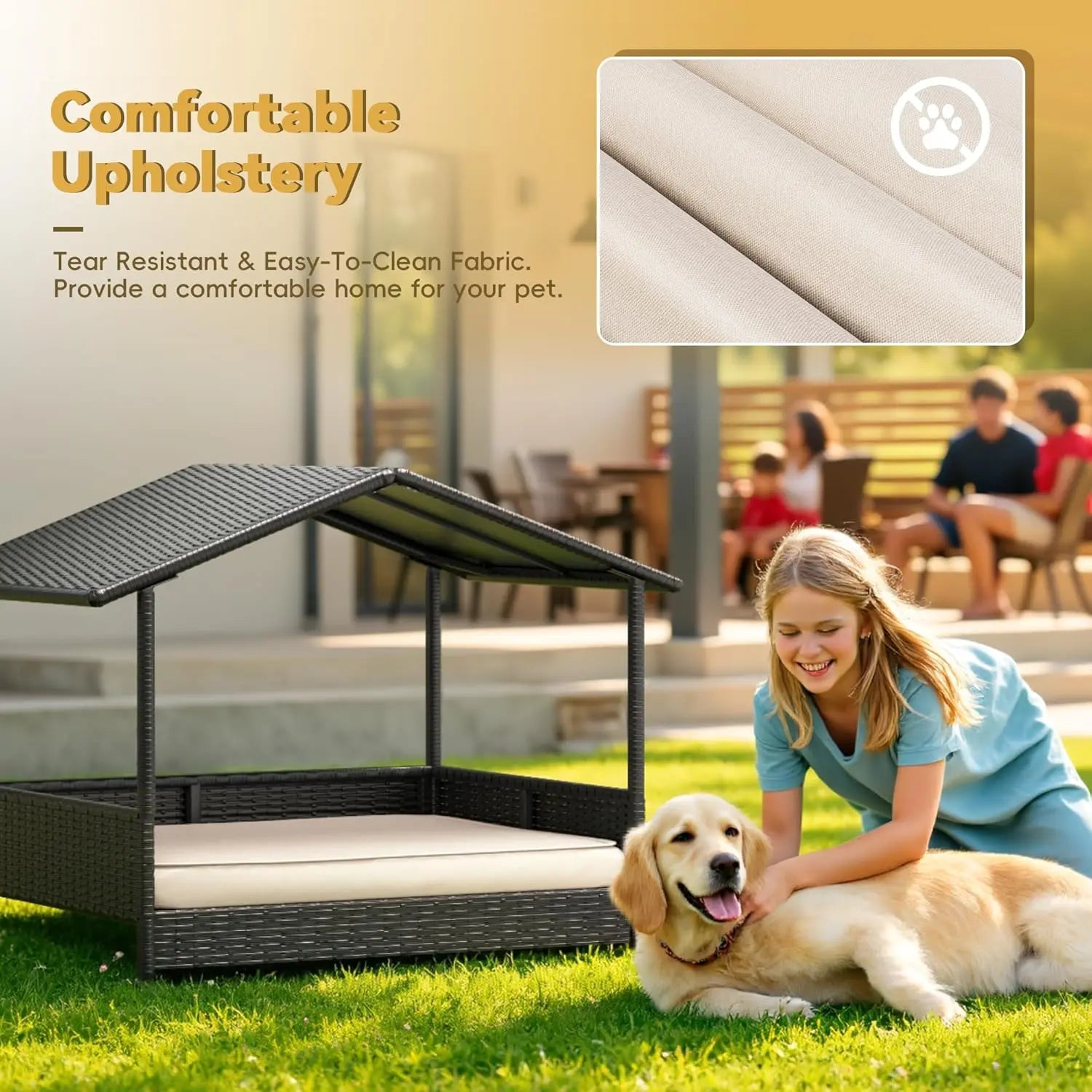 Warcat Wicker Dog House Outdoor Indoor Elevated Dog Shelter Dog Bed with Cushion, for Deck, Patio, Yard, Home #Summeressentials #Tiktokshopdealsforyoudays #Summerwins #Tiktokshopmemorialday