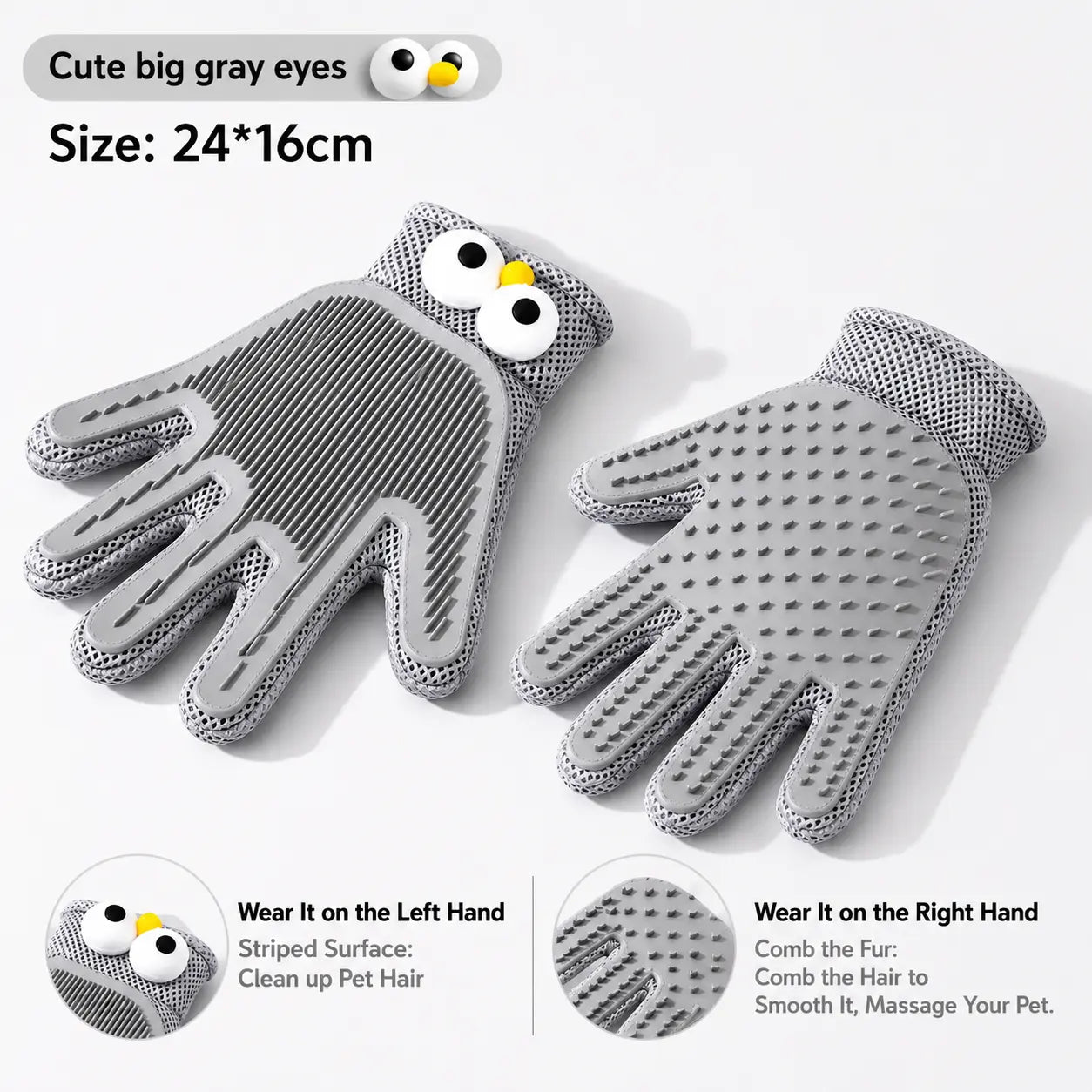 Pet Grooming Glove for Cats & Dogs - Soft Silicone Brush for Daily Grooming & Deshedding, Removes Loose Fur, Shedding Hair & Dirt, Provides Relaxing Massage to Keep Home Cleaner & Pets Happier