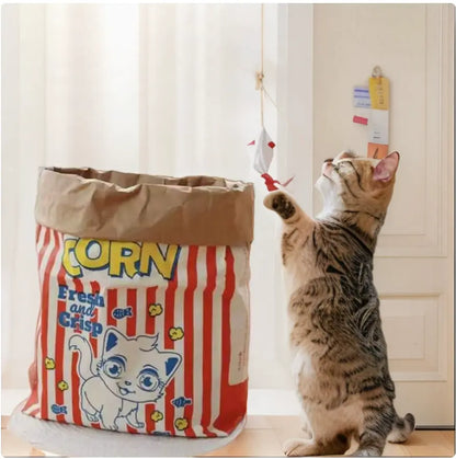New Store Sale！Upgrade Cat Toy Cute Large Kraft Paper Double-Layer Crinkle Bag Cat Hideout (29.53*13.78Inch), Hide & Seek Play Tunnel Cat Bed Puzzle Relaxation, Cat Hideout Toy Cat Crinkle Toy for Indoor Kittens & Adult