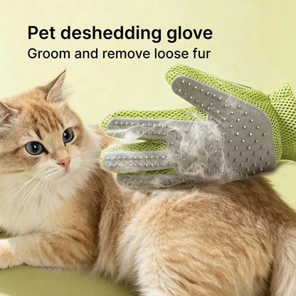 Double-Sided Cat Grooming Glove – Remove Loose Fur While You Pet, Breathable Mesh + Soft Silicone Bristles, Peel & Clean, Available in Avocado Green & Cloud Blue (9.4" X 6.3")