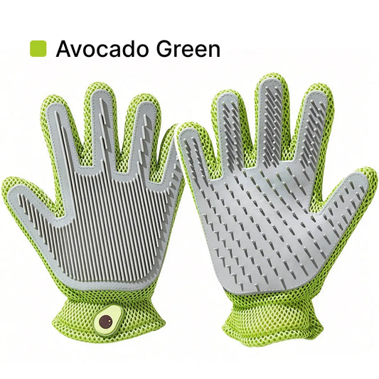 Double-Sided Cat Grooming Glove – Remove Loose Fur While You Pet, Breathable Mesh + Soft Silicone Bristles, Peel & Clean, Available in Avocado Green & Cloud Blue (9.4" X 6.3")