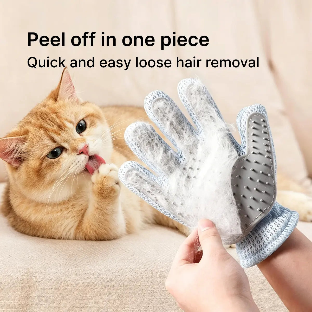 Double-Sided Cat Grooming Glove – Remove Loose Fur While You Pet, Breathable Mesh + Soft Silicone Bristles, Peel & Clean, Available in Avocado Green & Cloud Blue (9.4" X 6.3")