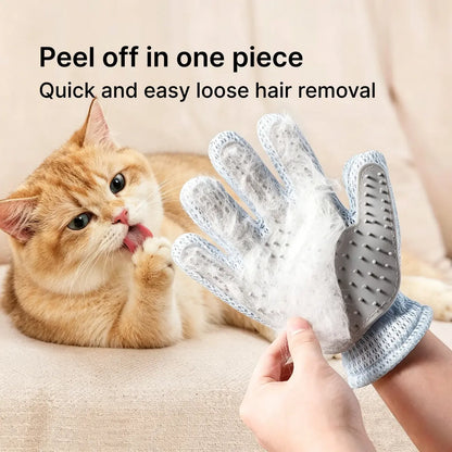 Double-Sided Cat Grooming Glove – Remove Loose Fur While You Pet, Breathable Mesh + Soft Silicone Bristles, Peel & Clean, Available in Avocado Green & Cloud Blue (9.4" X 6.3")
