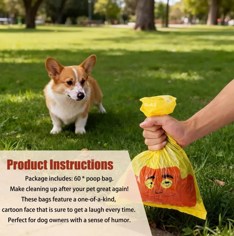 Summervibes Funny Dog Poop Bags Rolls 60 Count, Prank Poop Bags for Dogs, Dog Bags, Pet Waste Bags, Loose Roll Packaging,Hilarious Gift for Friends，Outdoor